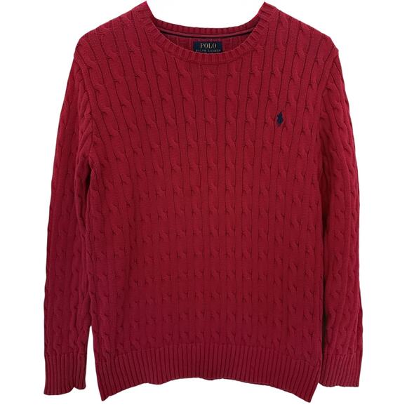 Polo Ralph Lauren Other - Polo Ralph Lauren Cable Knit Sweater Boys XL Red Cotton Pony Logo Classic